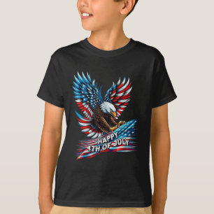 Camiseta Vintage American Bald Eagle Happy 4 De Julho Tee