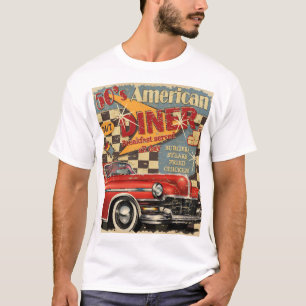 Camiseta Vintage American Diner poster: estilo retrô