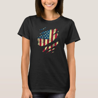 Camiseta Vintage American Flag 4º De Julho Patriótico Torn