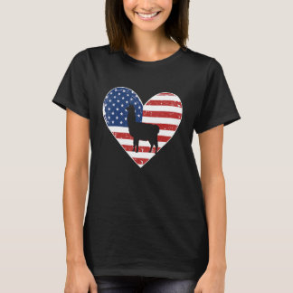 Camiseta Vintage American Flag 4th of July Llama Dad Mom Ll