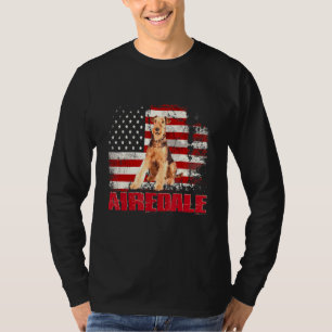 Camiseta Vintage American Flag Airedale Dog