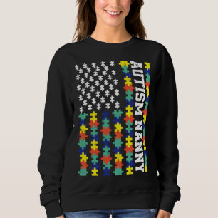 Camiseta Vintage American Flag Autism Nanny Autism Awarenes