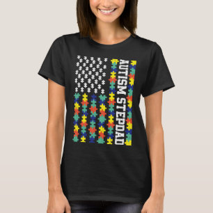 Camiseta Vintage American Flag Autism Stepdad Autism Awaren