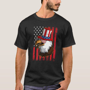 Camiseta Vintage American Flag Bald Eagle 4 De Julho Hat E