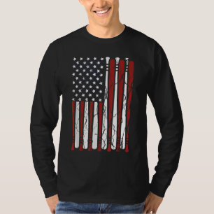 Camiseta Vintage American Flag Baseball Men Roupa Da