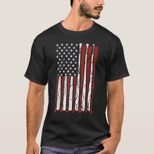 Camiseta Vintage American Flag Baseball Men Roupa Da