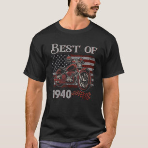 Camiseta Vintage American Flag Best Of 1940 Motorcycle Birt