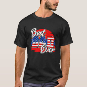 Camiseta Vintage American Flag Best Pai Nunca Feliz Pai
