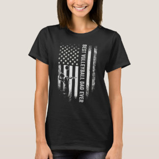 Camiseta Vintage American Flag Best Volleyball Dad Ever Sil