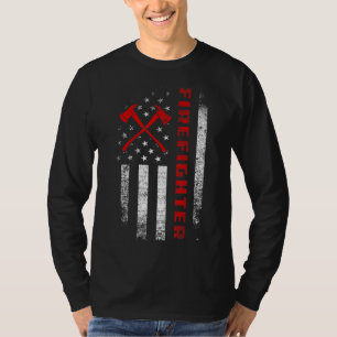 Camiseta Vintage American Flag Bombeiro Roupa Patriot