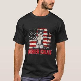 Camiseta Vintage American Flag Border Collie Dog Lover