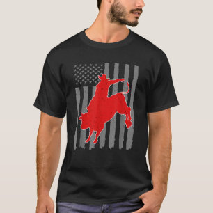 Camiseta Vintage American Flag Bucking Bull Riding Patrioti