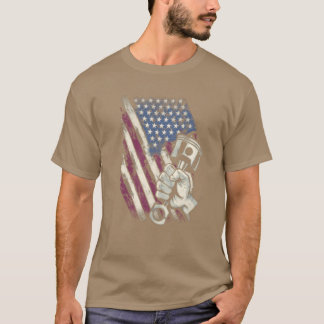 Camiseta Vintage American Flag Diesel Muscle Car Mechanic f