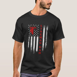 Camiseta Vintage American Flag Electric Cable Lineman Pai