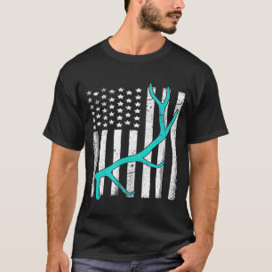 Camiseta Vintage American Flag Elk Caçando Funny Usa Arco H