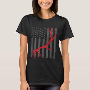 Camiseta Vintage American Flag Elk Caçando Funny Usa Arco H