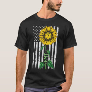Camiseta Vintage American Flag EMT Sunflower Hippie EMT Nur