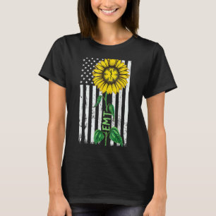 Camiseta Vintage American Flag Emt Sunflower Hippie Emt Nur