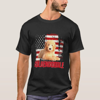 Camiseta Vintage American Flag Goldendoododle Dog