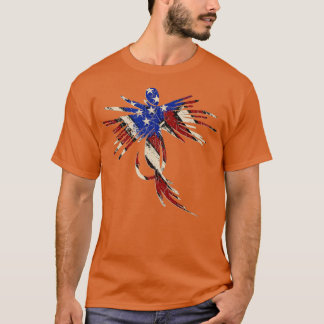 Camiseta Vintage American Flag Grunge Fly Fish Fishe