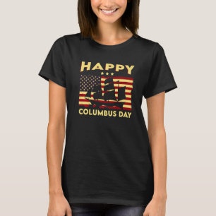 Camiseta Vintage American Flag Happy Columbus Day Women Men
