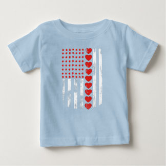 Camiseta Vintage American Flag Heart Family Combinação
