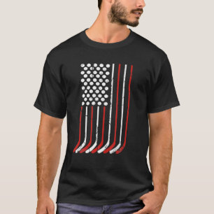 Camiseta Vintage American Flag Hockey Roupa 4 De Julho