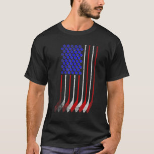 Camiseta Vintage American Flag Hockey Roupa 4 de julho Home