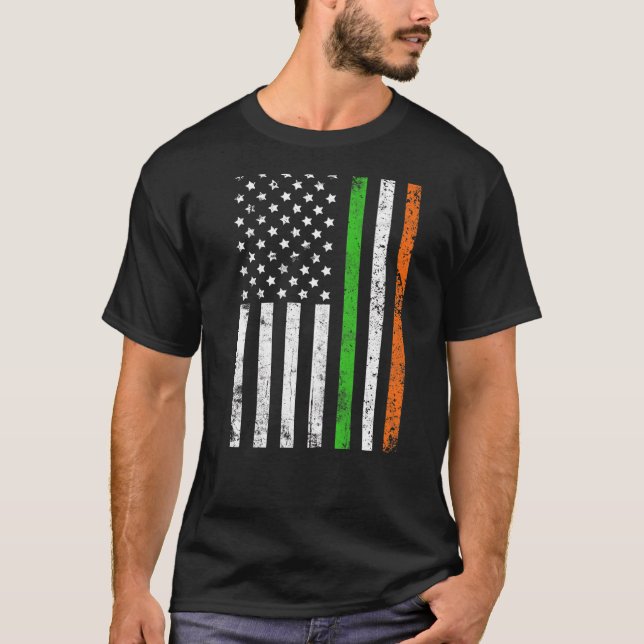 Camiseta Vintage American Flag Ireland Patriotic Irish Men (Frente)