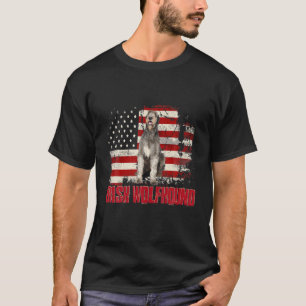Camiseta Vintage American Flag Irish Wolfhound Dog Lover