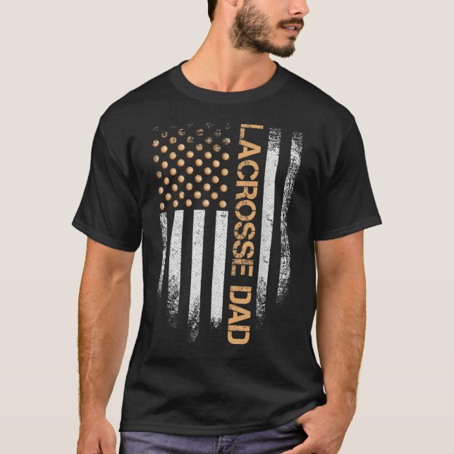 Camiseta Vintage American Flag Lacrosse Player (Frente)