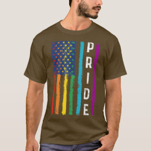 Camiseta Vintage American Flag LGBT Prioridade Gay Lésbica