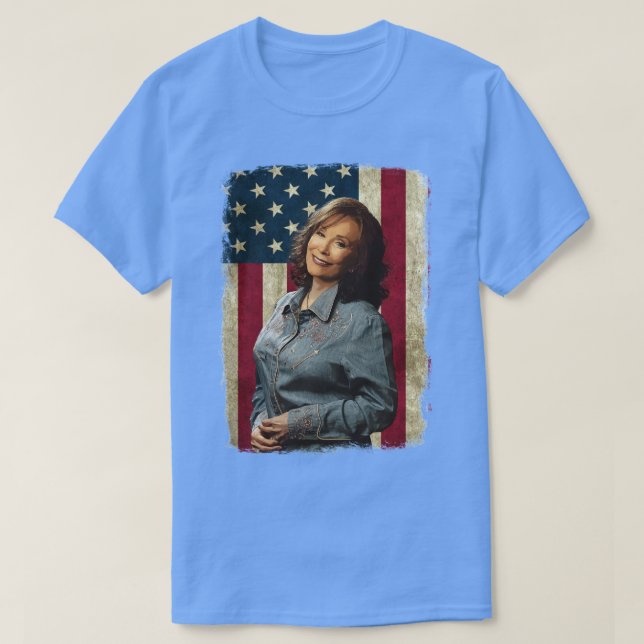 Camiseta Vintage American Flag Loretta Lynn Legend (Frente do Design)