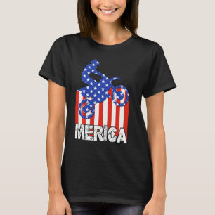 Camiseta Vintage American Flag Motorcross Merica Dirt Bike