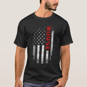 Camiseta Vintage American Flag Nurse Roupa Patriot Usa Nu