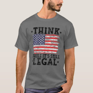Camiseta Vintage American Flag pensa enquanto ainda é lega