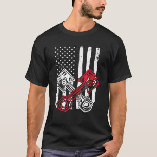 Camiseta Vintage American Flag Piston Engraçado Musculatura