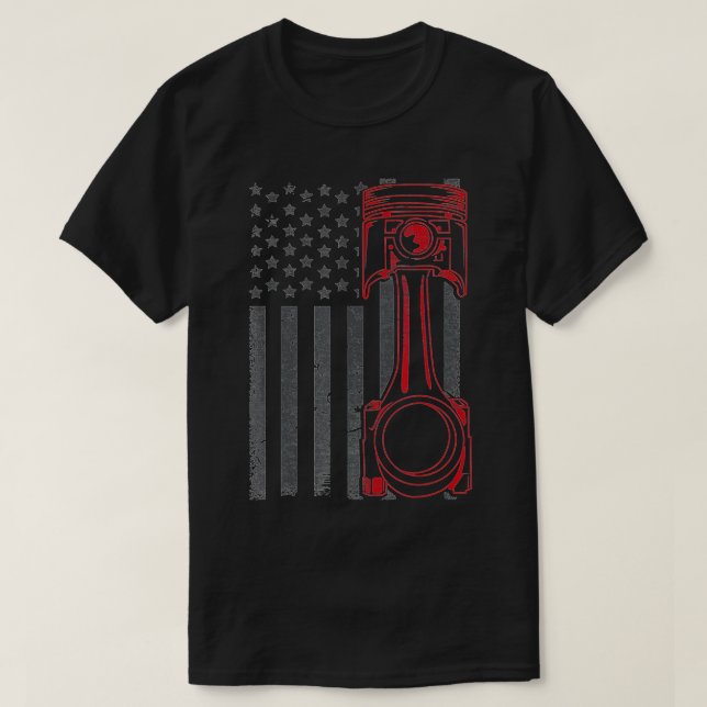 Camiseta Vintage American Flag Piston Engraçado Musculatura (Frente do Design)
