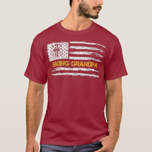 Camiseta Vintage American Flag Proud Esquiando o vovô Skier