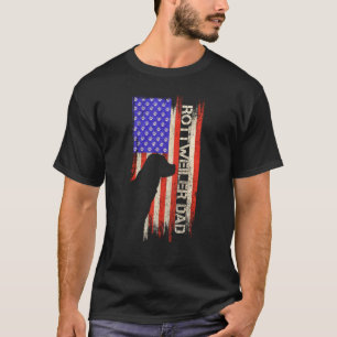 Camiseta Vintage American Flag Proud Rottweiler Pai Rottie