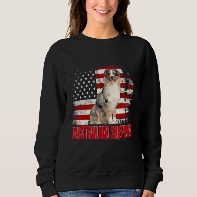 Camiseta Vintage American Flag Shepherd australiano (Frente)