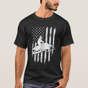 Camiseta Vintage American Flag Snowmobiling Snowmobile Ride