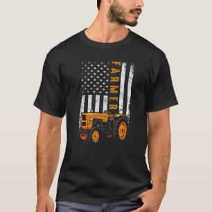 Camiseta Vintage American Flag Trator Farmer Farmer Farmi