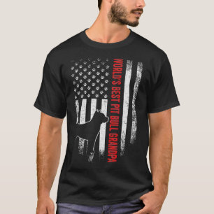 Camiseta Vintage American Flag Words Best Pit Bull Avô