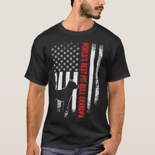 Camiseta Vintage American Flag Words Best Pit Bull Avô