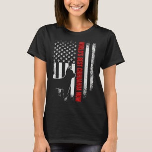 Camiseta Vintage American Flag World Best Chihuahua Mãe