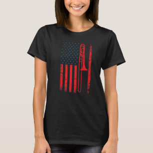 Camiseta Vintage American Patriotic Grunge USA Flag Trombon