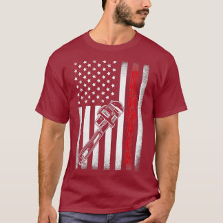 Camiseta Vintage American Plumber Flag Dia de os pais Funny