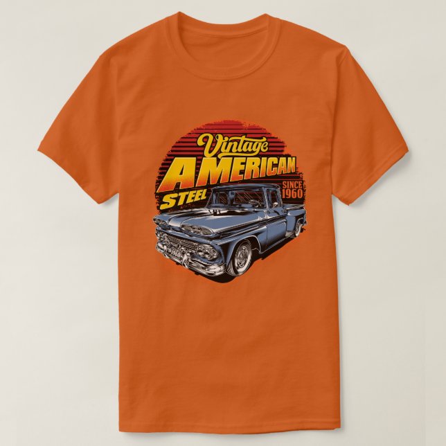 Camiseta Vintage American Steel Classic Pickup Truck (Frente do Design)