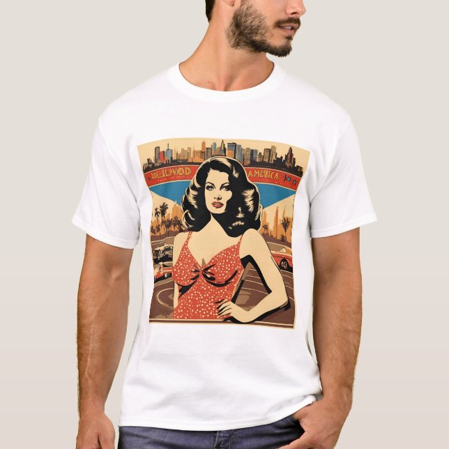 Camiseta Vintage Americana - Estilo Retro Fashi (Frente)